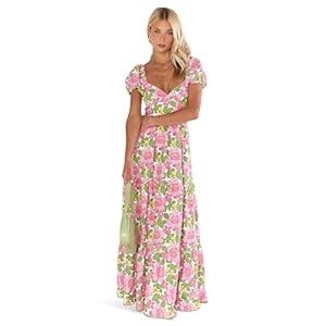 New Show Me Your Mumu Cathy Linen Maxi Dress Fresh Floral SMALL